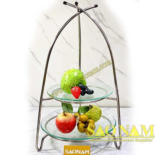 Gía kệ trưng bày thức ăn buffet 2 tầng